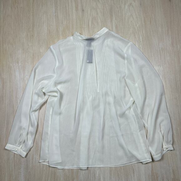 NWT Lane Bryant White Sheer Pintuck Long Sleeve Lightweight Workwear Blouse 20 - Picture 9 of 12